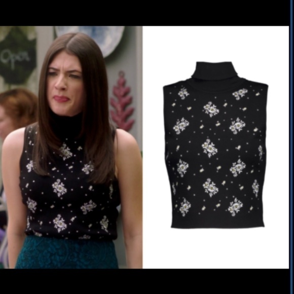 Cinq A Sept Stardust cropped turtleneck top sz S - Picture 5 of 13